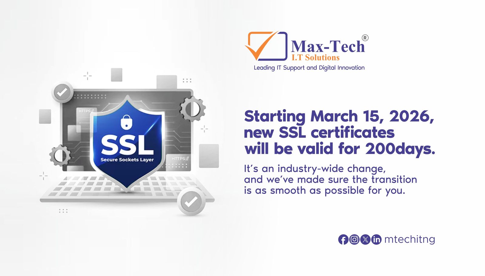 Starting March 15, 2026 - SSL Certificates Move to 200 Days